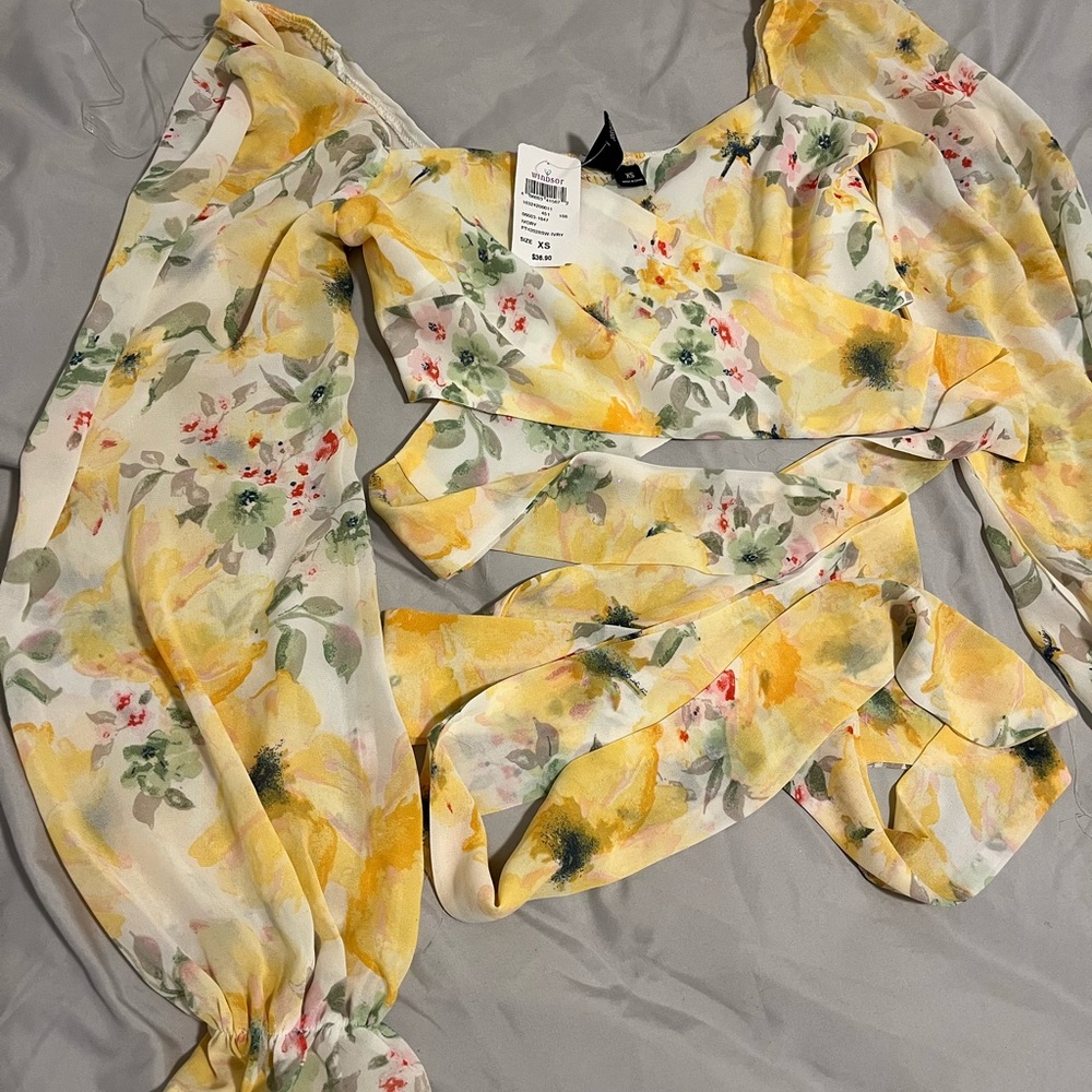 Yellow floral crop top from Windsor
